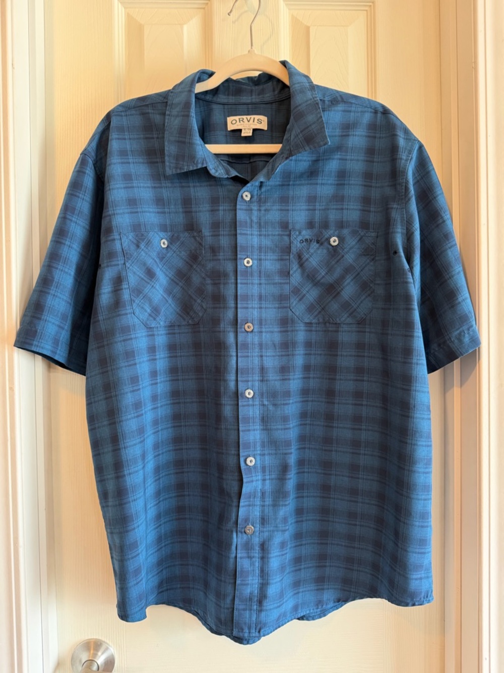 Orvis Blue Plaid Short-Sleeve Button-Down Shirt